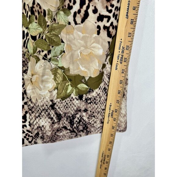 Chicos Ruana Wrap Kimono Size L/XL Brown Tan Floral Animal Print Poncho Silky - Picture 10 of 12